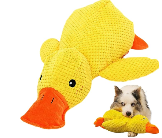 Generisch Anti-Stress Ente für Hunde – Unzerstörbares Quietschespielzeug & Beruhigendes Kuscheltier | Interaktives Hundespielzeug für Kleine und Mittelgroße Hunde (Kleine)